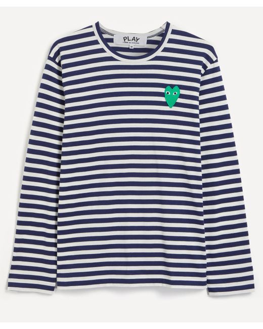 COMME DES GARÇONS PLAY Blue Striped Cotton Long Sleeve T-shirt for men