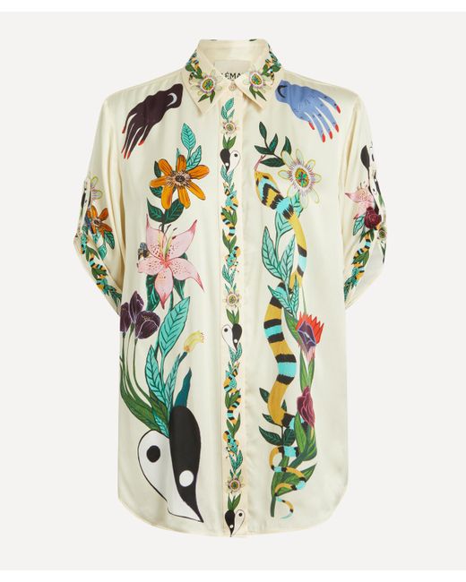 ALÉMAIS Natural Women's X Meagan Boyd Printed Silk Shirt 12