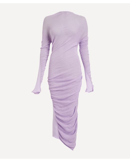 Issey Miyake Purple Women's Ambiguous Long Sleeved Midi Dress 2