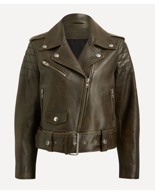 Stand Studio Green Women's Icon Mc Leather Biker Jacket 8