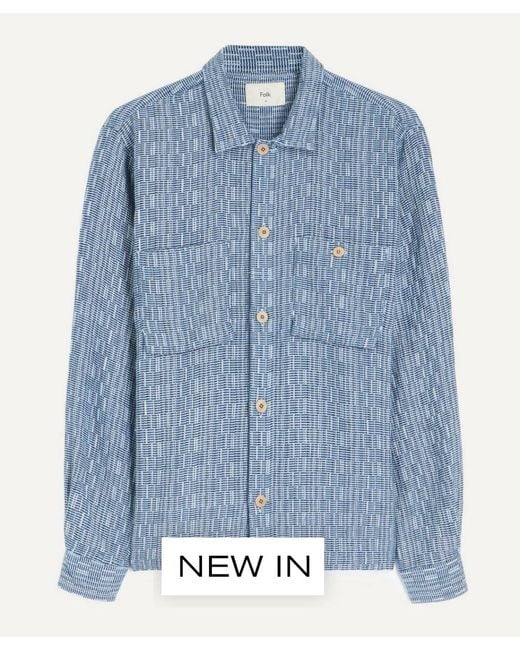 Folk Blue Patch Overshirt for men