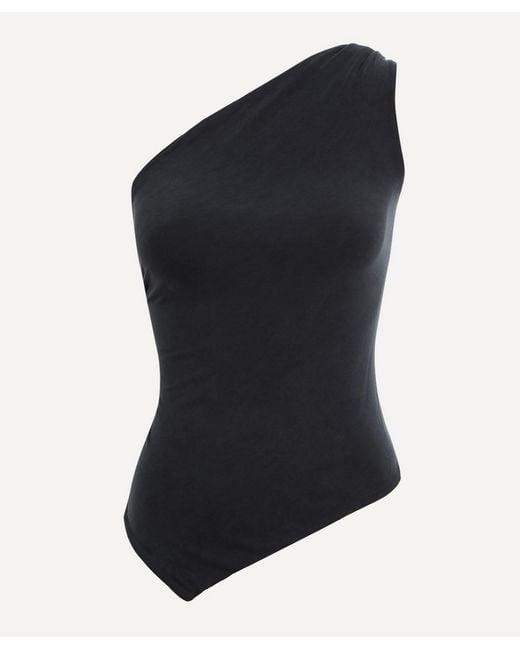 Peachy Den Black Amelia One-Shoulder Top