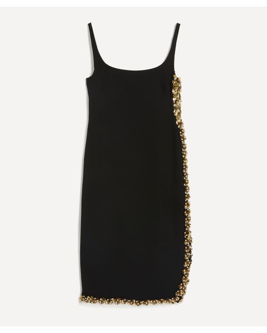 Dries Van Noten Women's Black Embellished Crepe Midi-dress 12