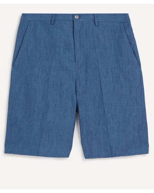 120% Lino Blue Mens Linen Bermuda Shorts 40/50 for men