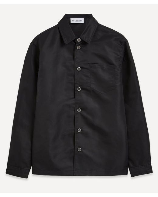 Han Kjobenhavn Black Nylon Camp Collar Shirt for men