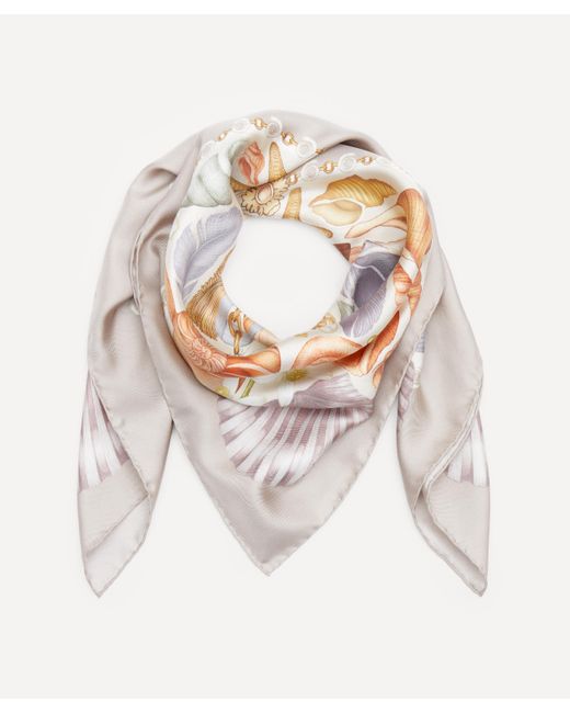 Emily Carter Natural Women's The Shell And Starfish 90x90 Silk Scarf One Size
