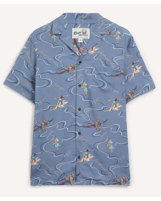 Reyn Spooner Blue Mens South Seas Camp Shirt L for men