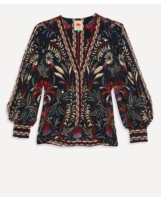 Farm Rio Black Mirror Trim Blouse