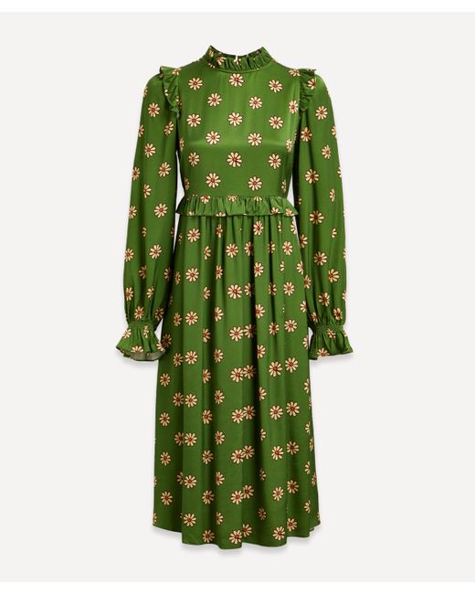 Kitri Women's Savannah Green Retro Floral Midi-dress