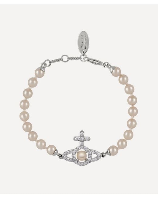 Vivienne Westwood White Platinum-Plated Olympia Pearl Bracelet