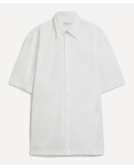 Dries Van Noten White Mens Short Sleeve Cotton Shirt for men