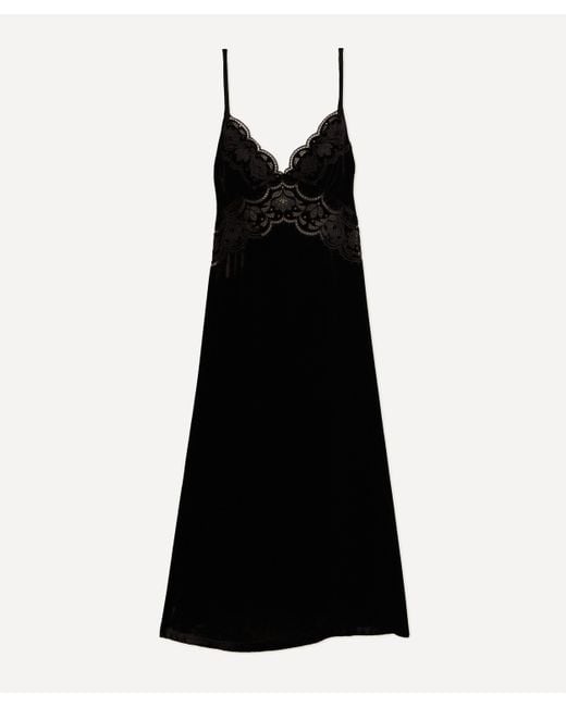 Farm Rio Black Richelieu Velvet Slip Dress