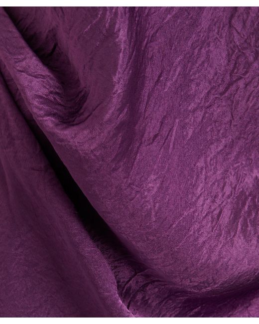 Acne Purple Women's Short Sleeve Satin Wrap-dress 10