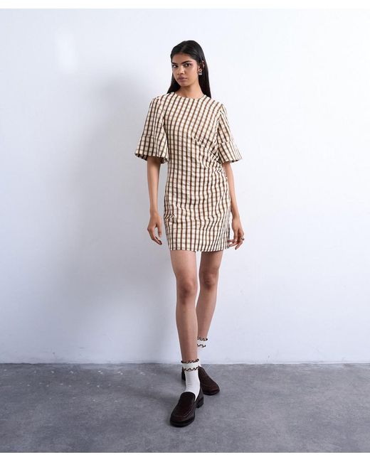 TOPSHOP White Seersucker T-Shirt Mini Dress