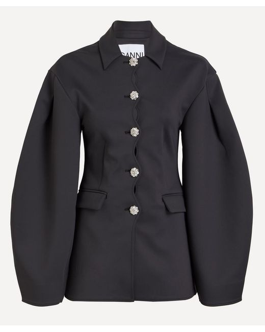 Ganni Black Structured Neoprene Jacket