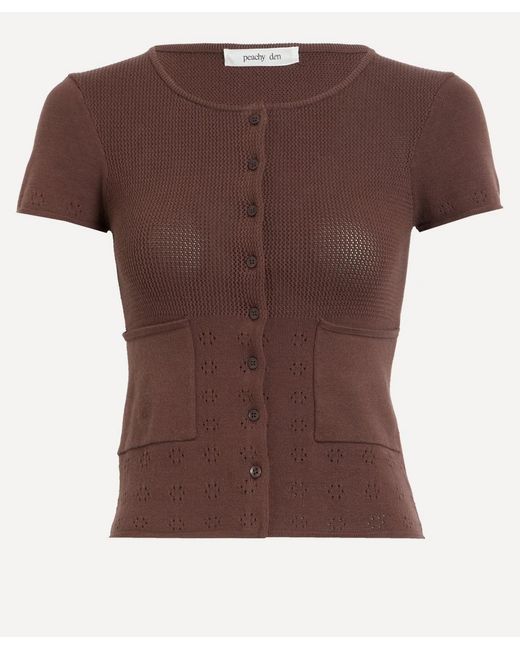 Peachy Den Brown Marie Knit Chocolate Polo Top
