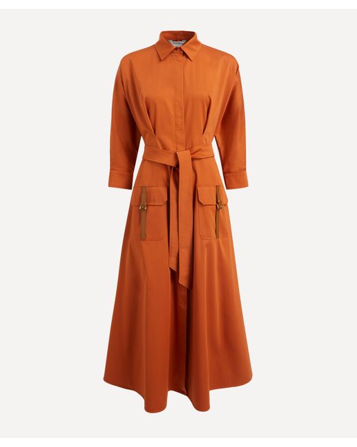 Max Mara Orange Women's Belted Sibari Dress 16