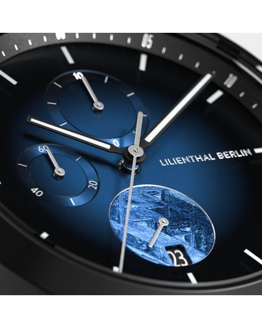 Lilienthal Berlin Chronograph Meteorite – Flare in Black für Herren