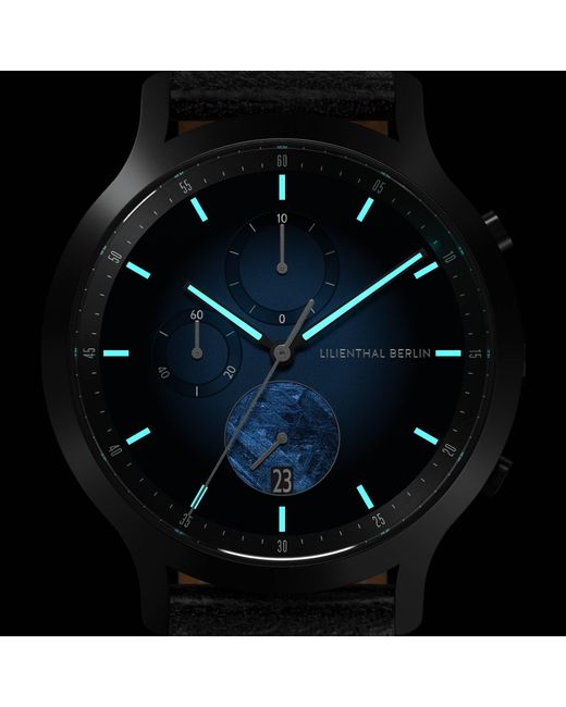 Lilienthal Berlin Chronograph Meteorite – Flare in Black für Herren