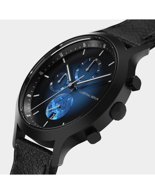 Lilienthal Berlin Chronograph Meteorite – Flare in Black für Herren