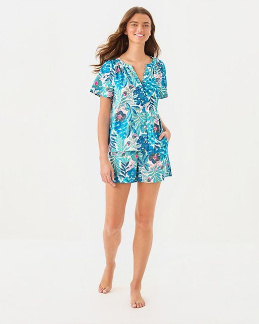 Lilly Pulitzer Women's Blue Darcey Woven Pajama Top