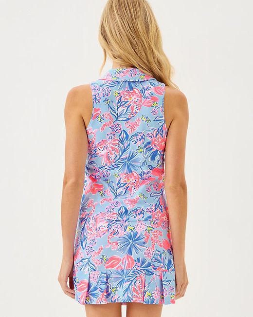 Lilly Pulitzer Blue Upf 50+ Luxletic Alister Polo Top