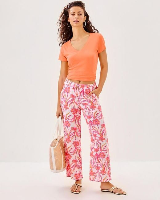 Lilly Pulitzer Pink 27" Brawley Linen Crop Pant