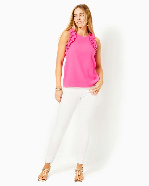 Lilly Pulitzer Pink Kailee Sleeveless Ruffle Top