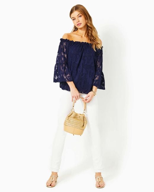 Lilly Pulitzer Blue Nevie Off-the-shoulder Top
