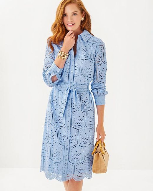 Dress Designer By Lilly Pulitzer In Blue & White, Size: L main image 0