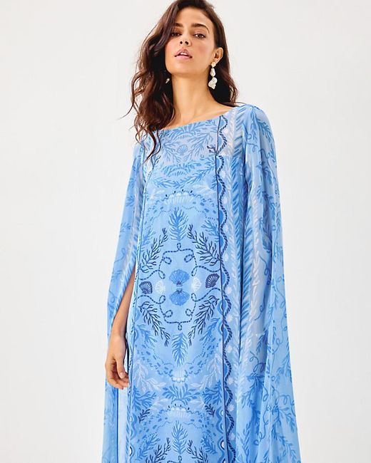 Lilly Pulitzer Blue Kingston Silk Maxi Caftan