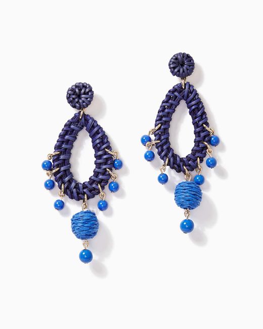 Lilly Pulitzer Blue Raffia Earrings