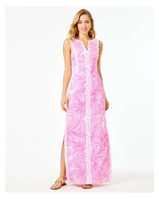 Lilly Pulitzer Pink Daise Stretch Maxi Dress