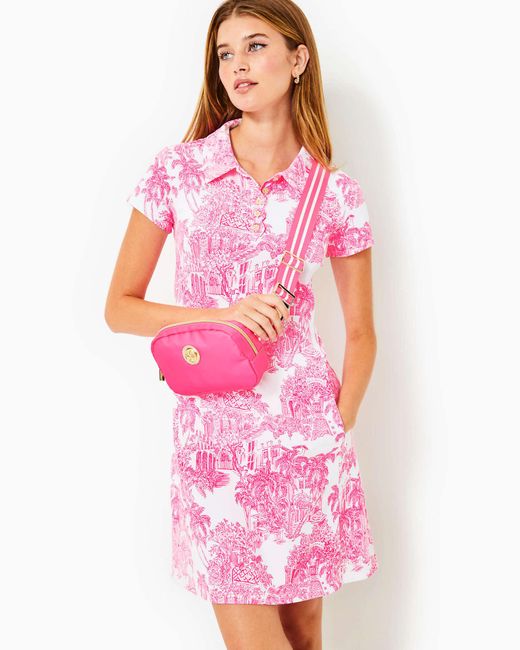 Lilly Pulitzer Pink Upf 50+ Luxletic Frida Scallop Polo Dress