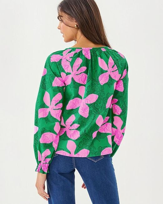 Lilly Pulitzer Green Aldina Button Down Top