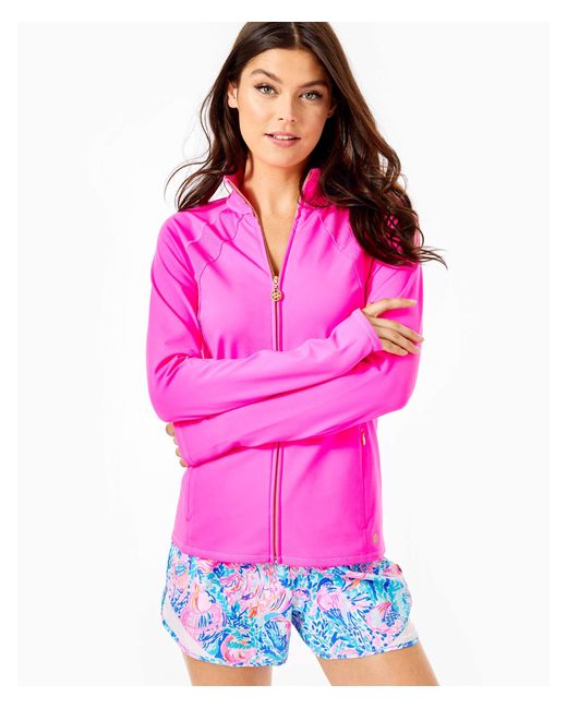 Lilly Pulitzer Pink Upf 50+ Luxletic Tennison Full-zip Jacket