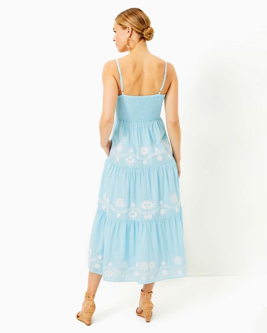 Lilly Pulitzer Blue Aviry Embroidered Midi Dress