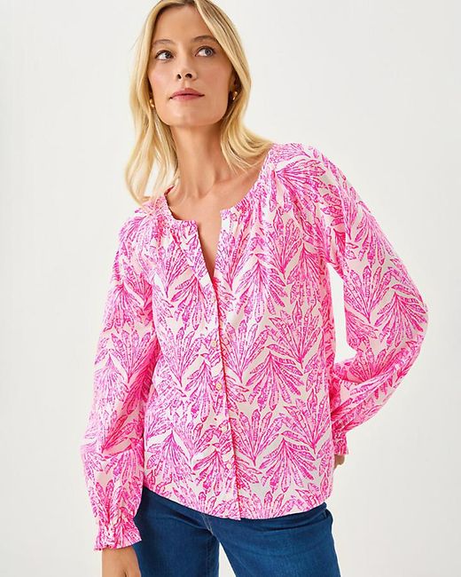 Lilly Pulitzer Pink Aldina Button Down Top