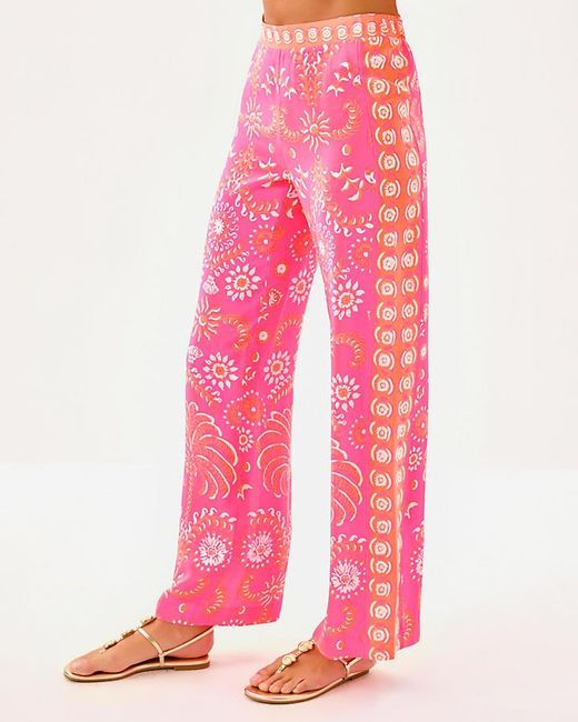 Lilly Pulitzer Pink 32" Vianna Silk Palazzo Pant