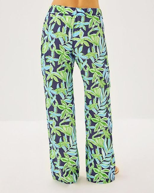 Lilly Pulitzer Green 31" Daylen Linen Palazzo Pant