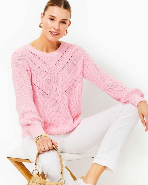 Lilly Pulitzer Pink Bristow Cotton Sweater