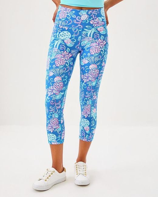Lilly Pulitzer Blue Upf 50+ Luxletic 21" Weekender High Rise Crop Legging