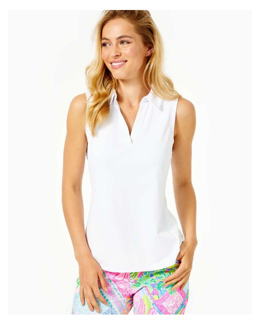 Lilly Pulitzer Synthetic Upf 50+ Luxletic Imara Sleeveless Polo Top in White - Lyst