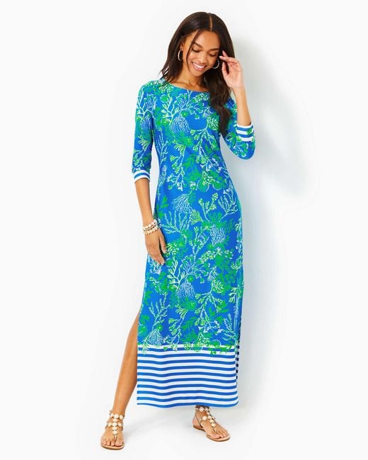Lilly Pulitzer Blue Upf 50+ Chillylilly Seralina Maxi Dress