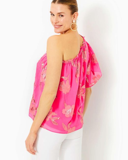 Lilly Pulitzer Pink Saraleigh One-shoulder Top