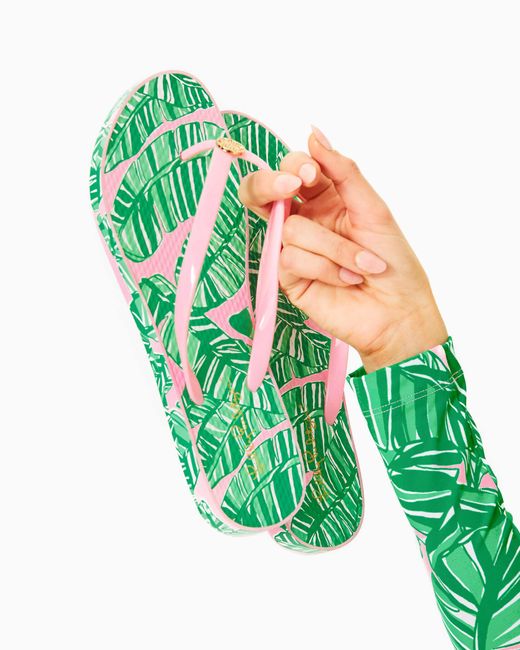 Lilly Pulitzer Green Pool Flip Flop