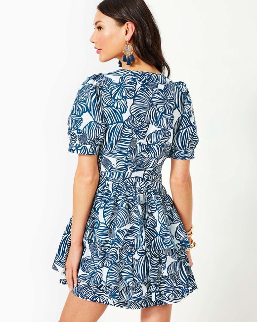 Lilly Pulitzer Alexandria Elbow Sleeve Cotton Wrap Dress in Blue Lyst