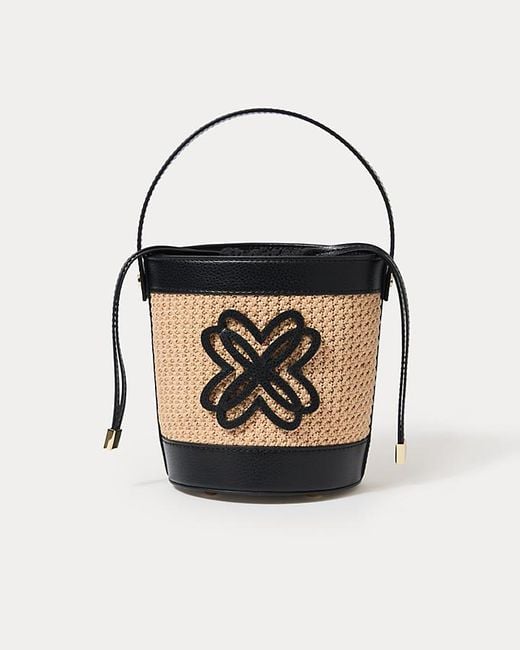 Lilly Pulitzer White Malia Raffia Bucket Bag