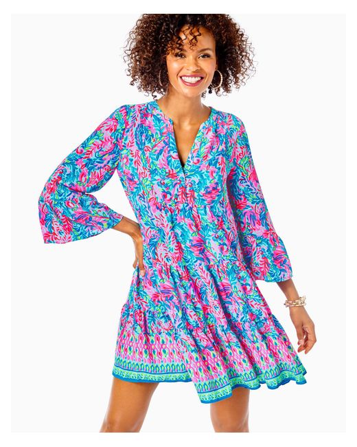 Lilly Pulitzer Women's Gabriel Lileeze Tunic Dress In Blue Size 12 ...