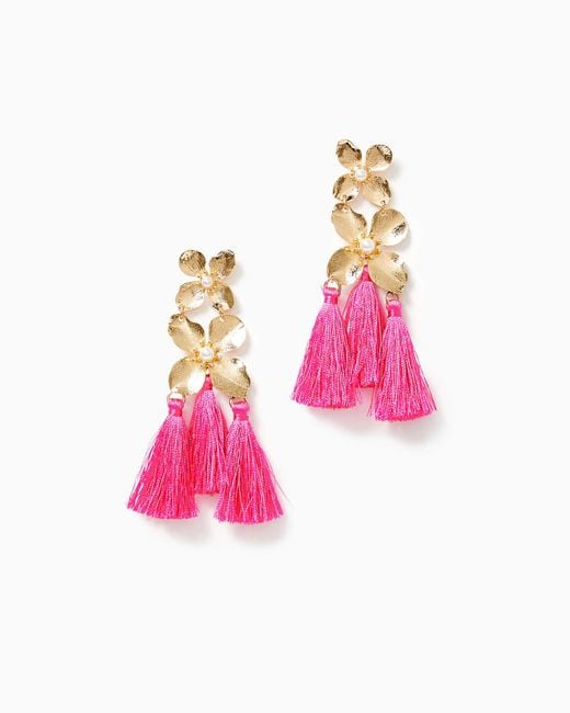Lilly Pulitzer Pink Via Flora Tassel Earrings